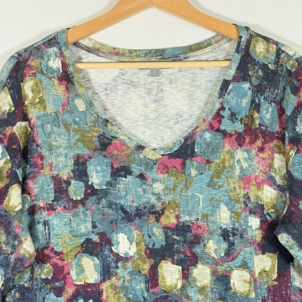 Habitat Large Shirt Women Artsy Lagenlook Boho Slub Knit Relaxed Coastal Boho - Picture 2 of 7